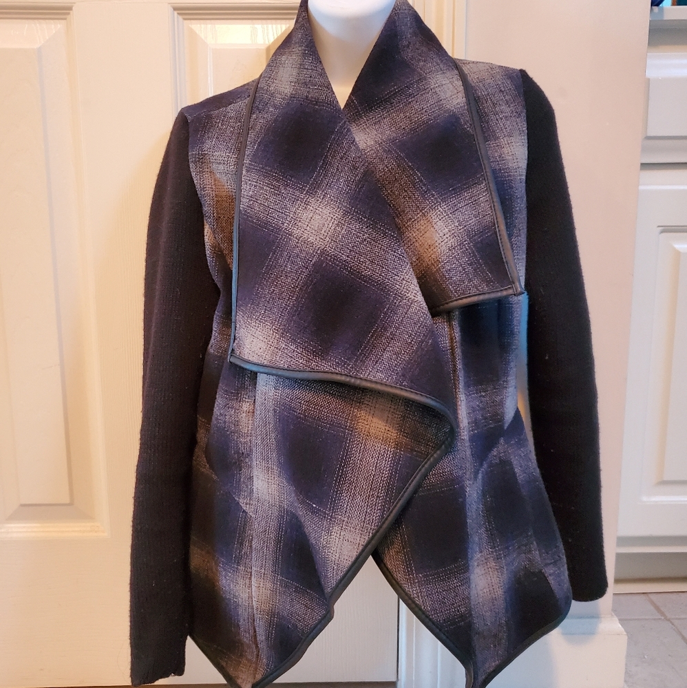 Womens Blue Plaid Jacket - Size: M